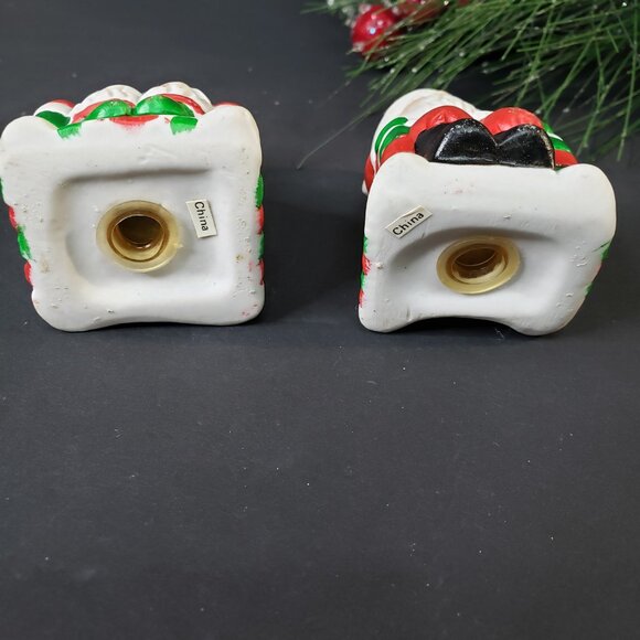 Ceramic Christmas Mr and Mrs Santa Claus Salt and Pepper Shakers Holiday S+P - Picture 3 of 5